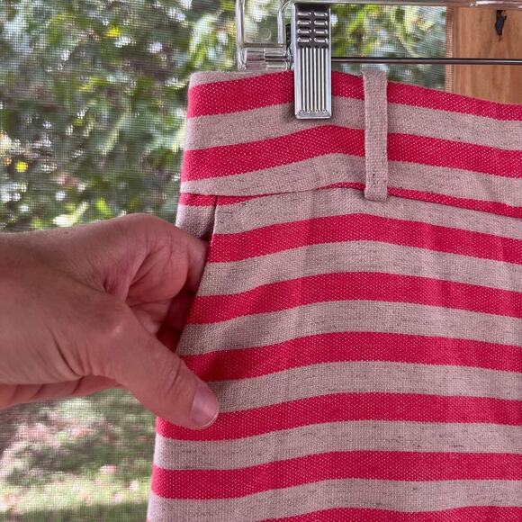 LOFT The Riviera Shorts Khaki And Pink Stripe Linen Blend Size 8. NEW - Picture 3 of 9